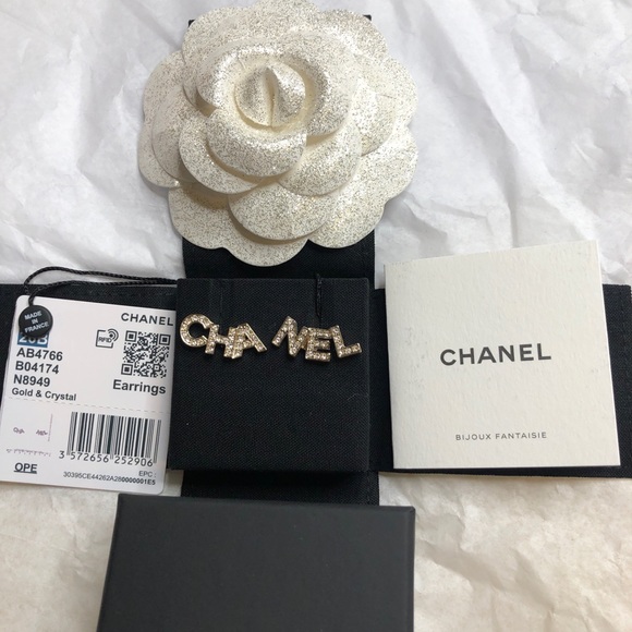 New Authentic Crystal Chanel Letter Earrings ✨🌟 - Picture 2 of 5